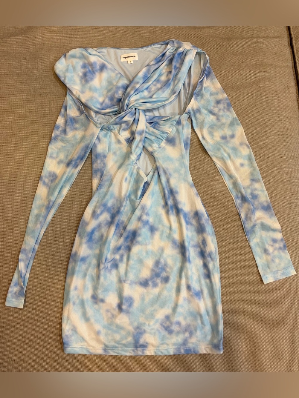 Cloud print long sleeve minidress